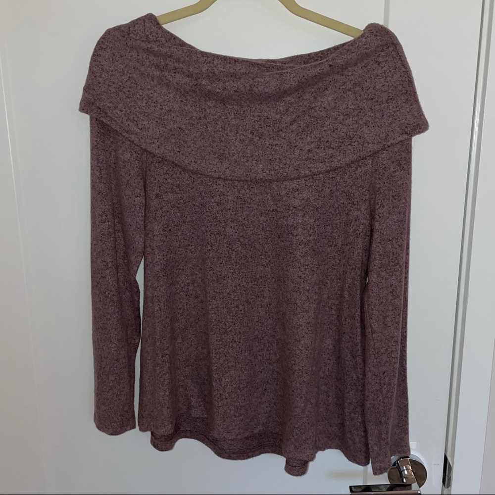 Purple Off-Shoulder Microfiber Sweater